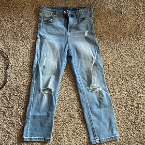 Icon High Rise Straight Leg Ripped Jeans